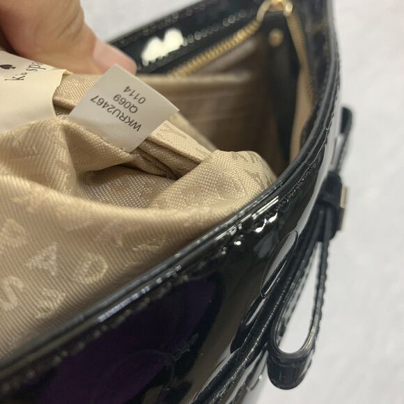 Kate Spade Crossbody Shoulder Purse Camellia Street Amy Patent Leather Black COA - Picture 11 of 16